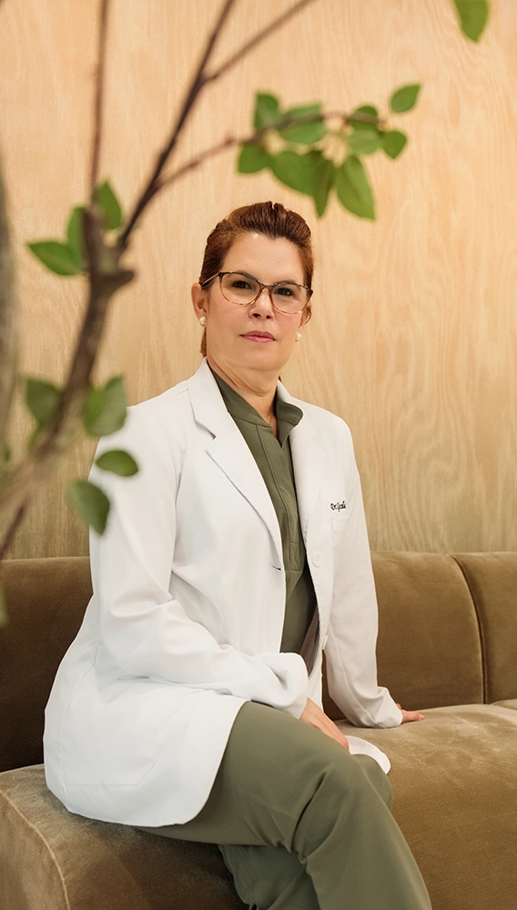 Dentist in her studio